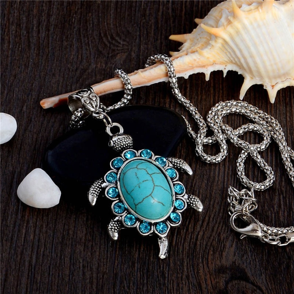 🌷TURQUOISE TURTLE EARRINGS AND NECKLACE - Picture 3 of 4